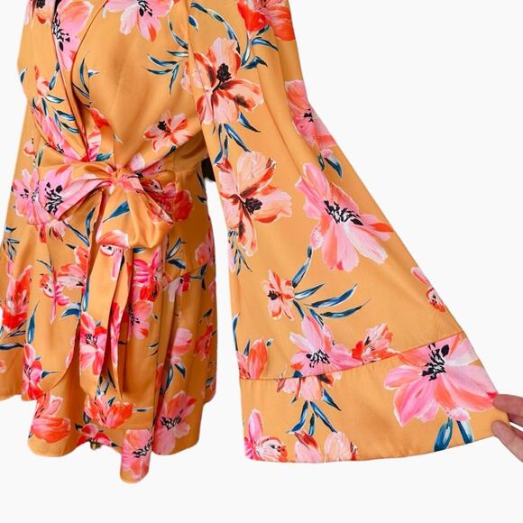Significant Other x Revolve Zoe Hibiscus Floral Satin Wrap Dress | Vacation 6 - Picture 9 of 15